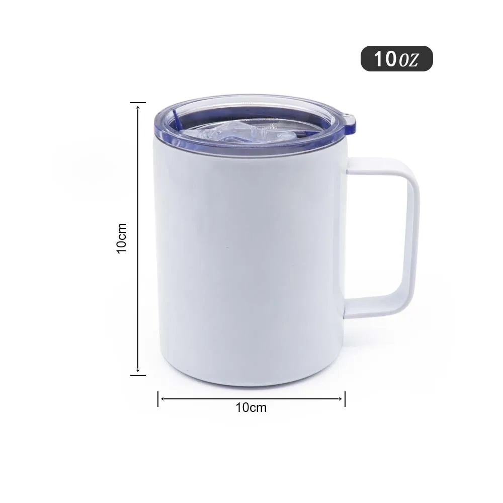 wholesale US stocked sublimation blanks stainless steel insulated coffee travel mug 10oz with handle and lid