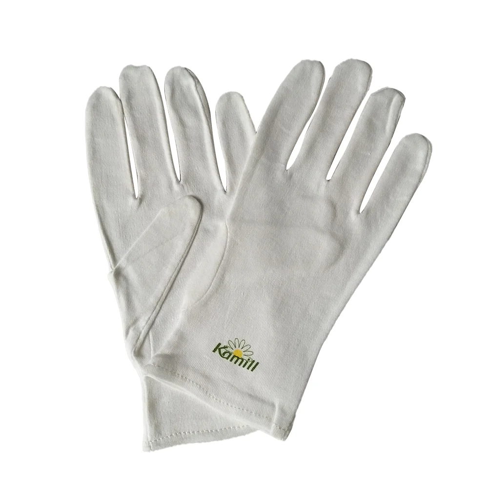 China Supplier Breathable Custom Logo Full Finger White Hand Protection Kitchen Cotton Gloves For Work Safety