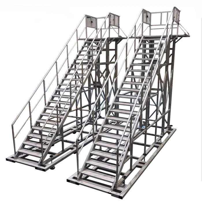 Aluminum Warehouse Ladder Platform Rolling Warehouse Platform Ladder Wheel Warehouse Ladder