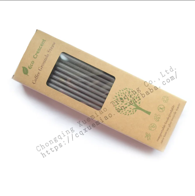 Eco Crescent sustainable compostable friendly biodegradable NO PLA coffee ground drinking straw