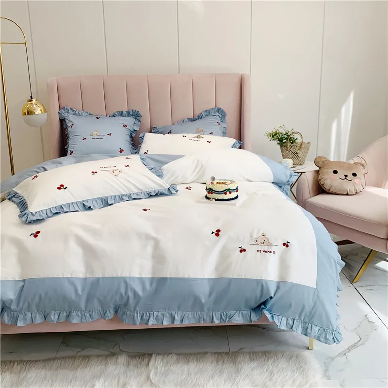 New Arrival 300Tc 5 Star 4 Piece Cartoon Soft Durable Cotton Bed Sheet Bedding Set