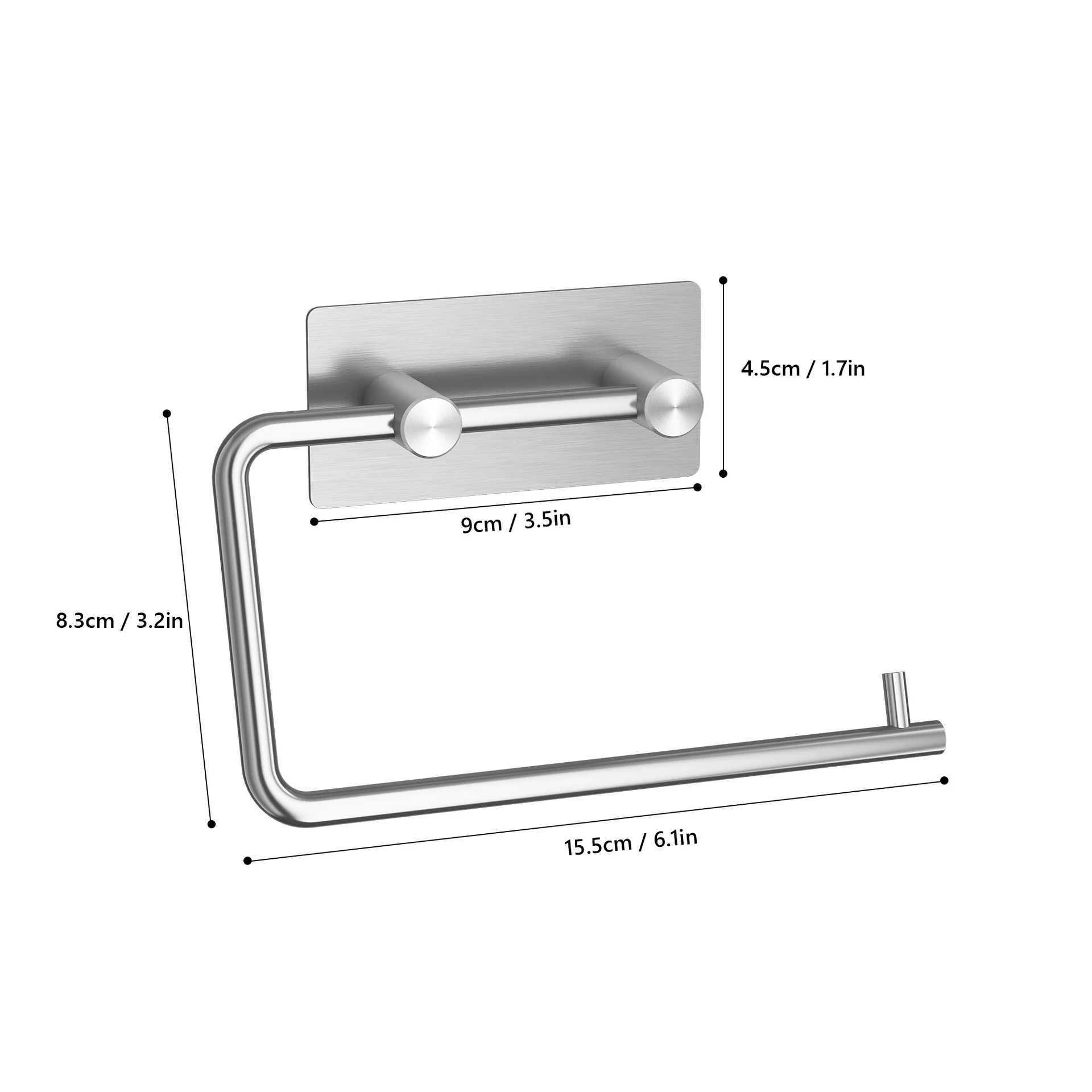 Matte Black Half Open Bathroom Long No Drilling Adhesive Kitchen Storage Toilet Paper Holder Spare Roll Holder