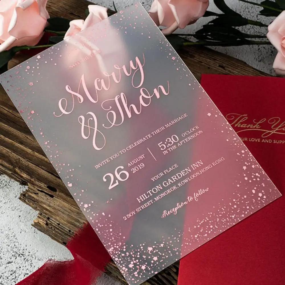 Customized Luxury Clear Laser Cut 3D Baby 1st Birthday Acrylic Wedding Invitations Card