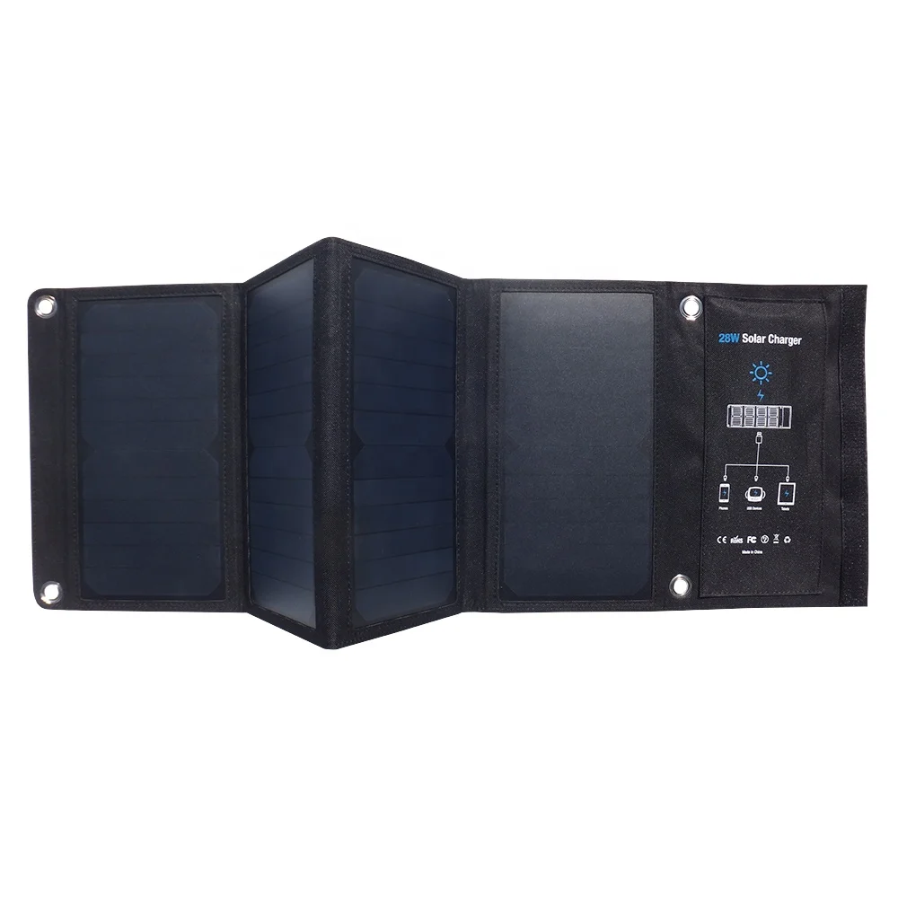 28W Portable Sunpower Foldable Solar Panel Battery Charger USB Phone Charger