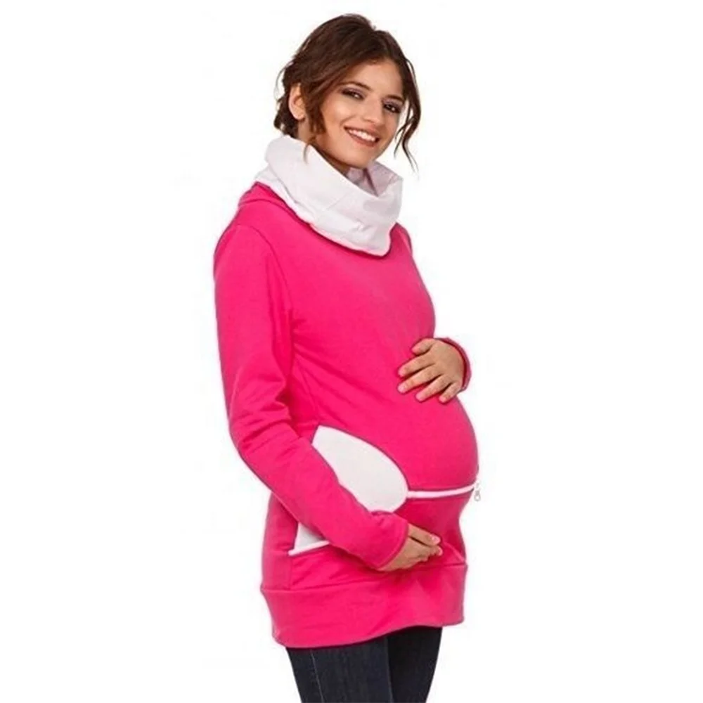 Женская толстовка для беременных Большие размеры рубашка для грудного вскармливания свитшот с карманами
