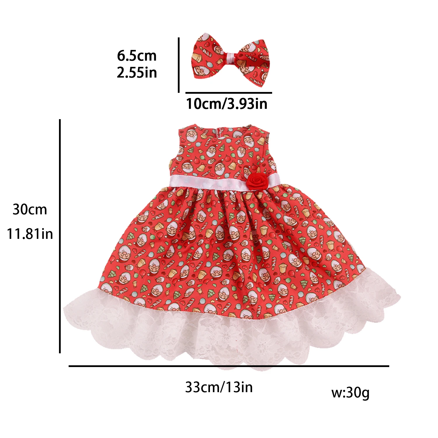 NPK Reborn Doll 55cm Cute Reborn Baby Doll clothes Sleeveless Christmas dress with hair clip for girls