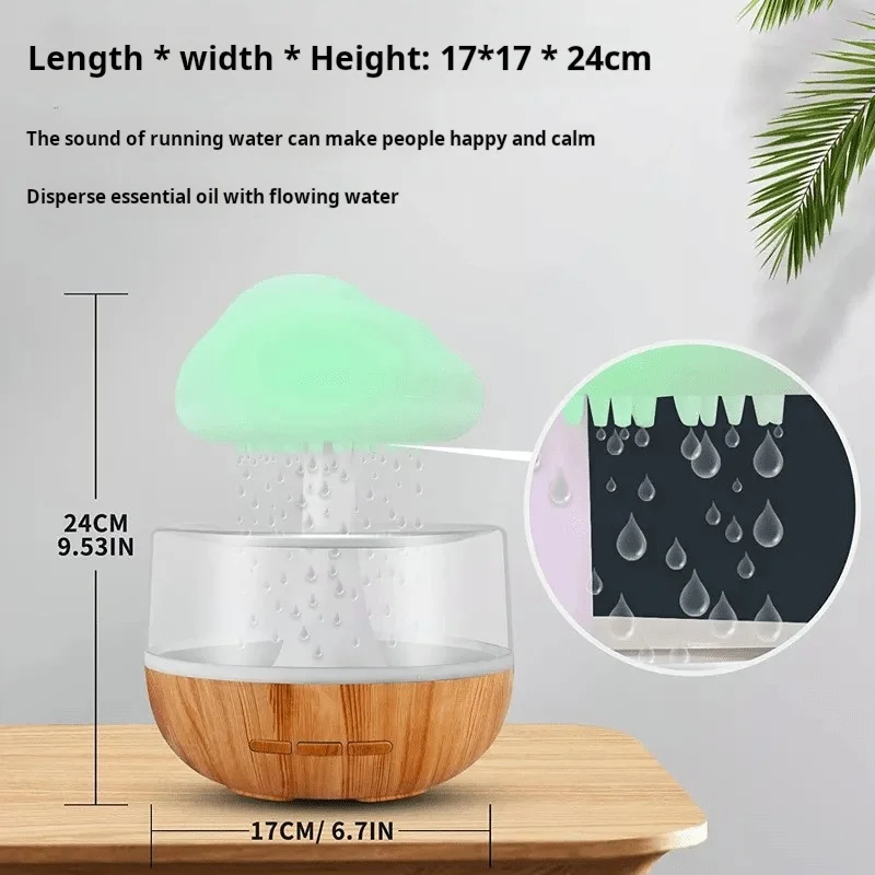 Rain Cloud Humidifier 7 Color Light Water Drop Aromatherapy Humidifier Diffuser Ultrasonic Mini Mushroom Humidifier