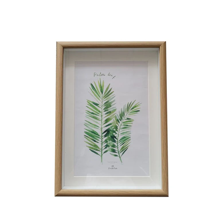 
Fashional Modern Eco -friendly leaf Design MDF Natural Wood Rectangular for Home Deco Tabletop with matboard Photo Frames 