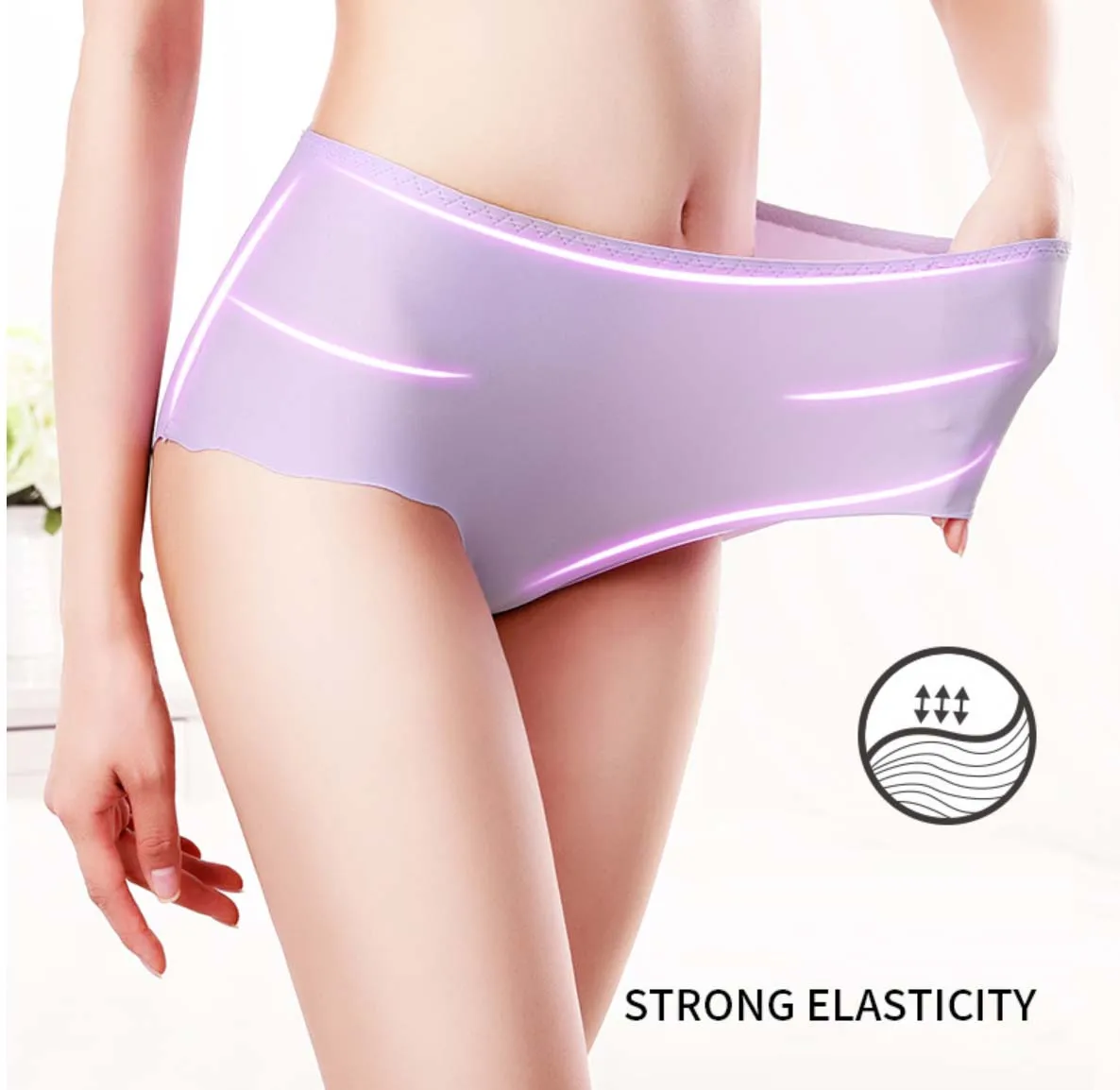 In Stock Item Solid Color Women Ice Silk Panties One-Piece Large Size 4XL High Waist Seamless Panties For Ladies Brief