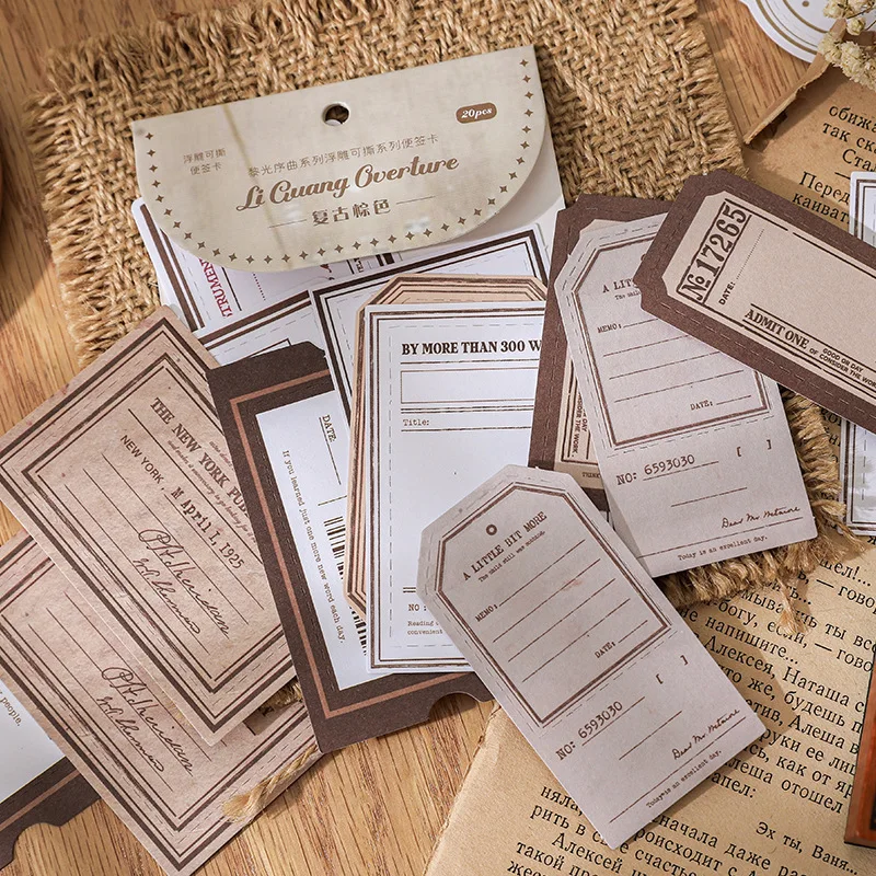 20 pieces/pack of embossed removable notes, Carly Light Overture series special paper notes, 6 options to choose from