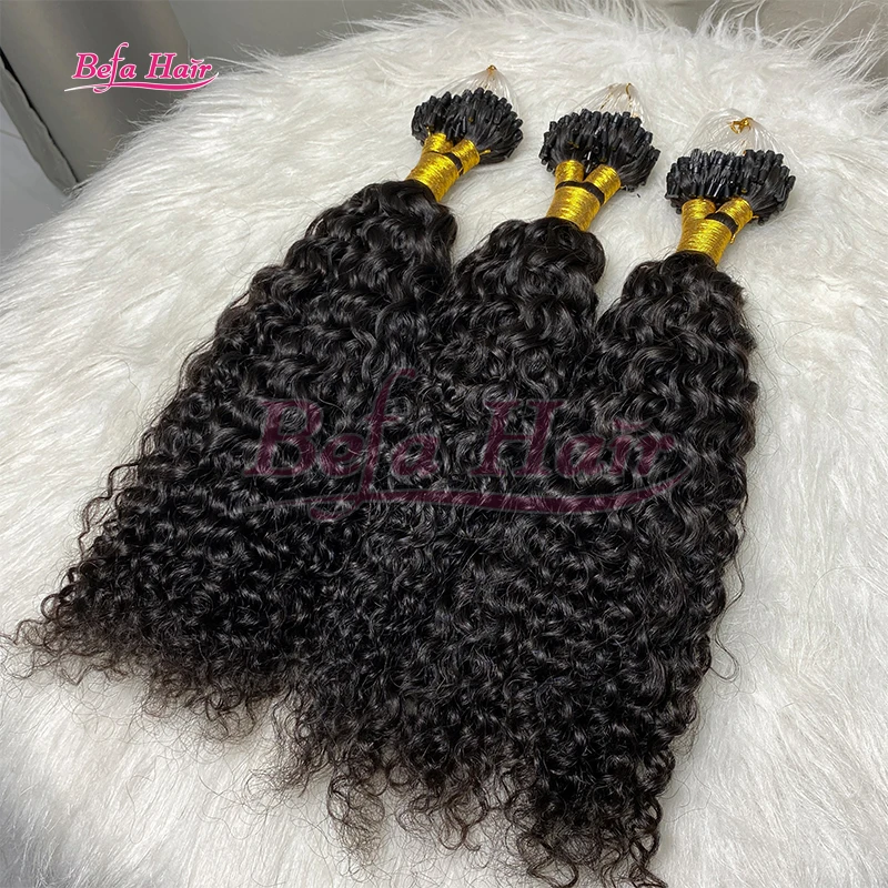 brazilian micro ring loop hair extensions raw virgin cuticle aligned Human Hair kinky Straight micro ring hair extensions