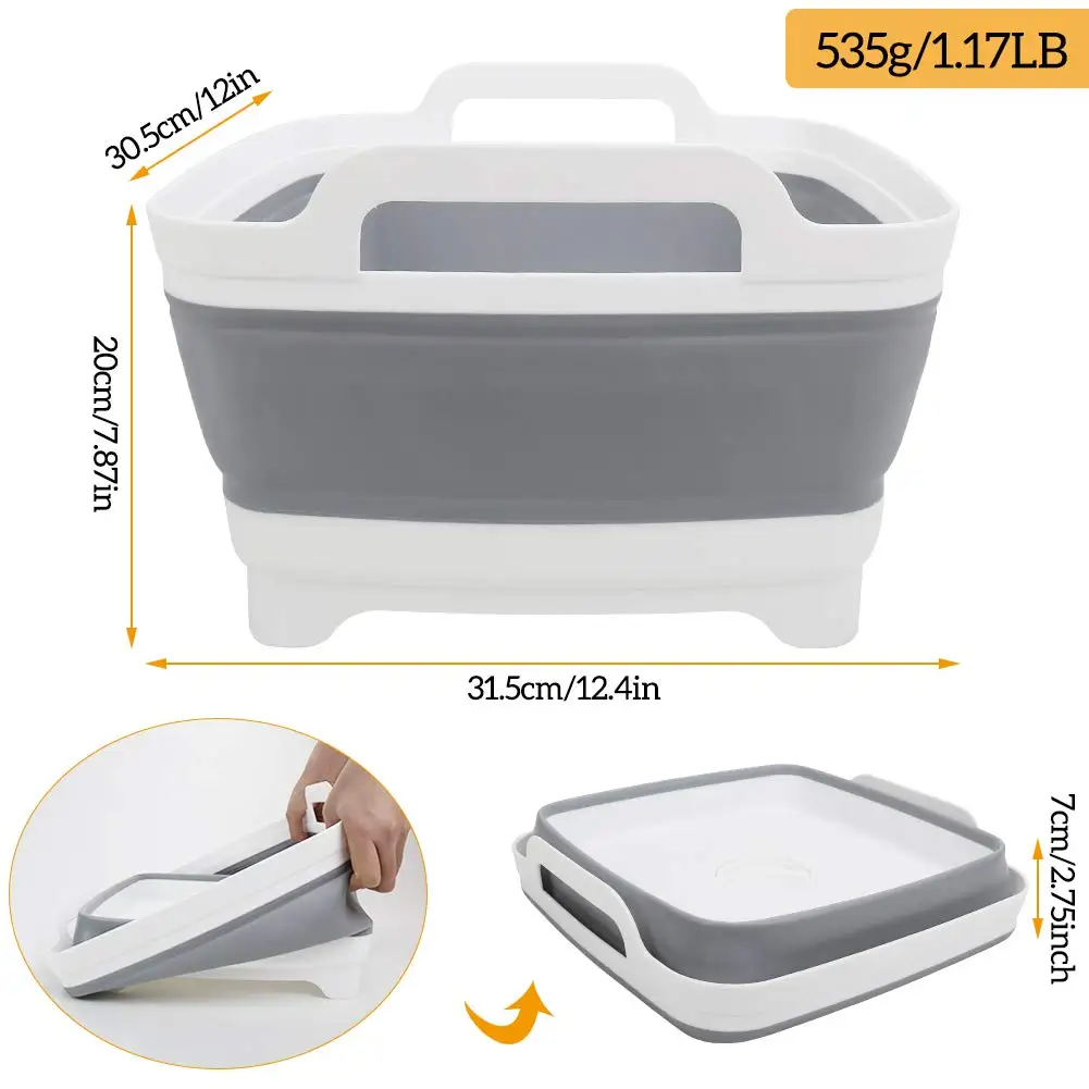 Collapsible Dish Basin Foldable Food Strainers Over The Sink Kitchen Colander Vegetable Fruits Drainer Storage Basket