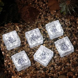 LED Solar Lights Ice Cube Garden Lamp Outdoor IP68 Waterproof Landscape Lawn Deck Frosted Glass Brick Garden Patio Yard Decor