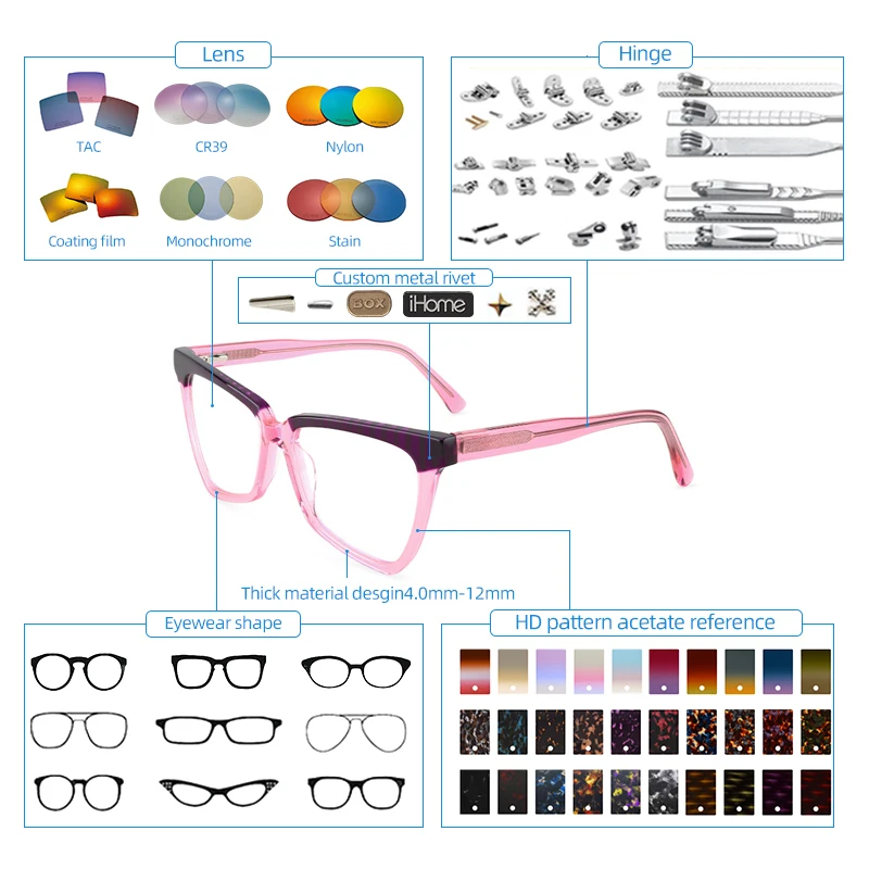 HGM Fashion Cat Eye Frames Anti Blue Light Blocking Glasses Ultralight Candy Colours Optical Glasses Frame for Men Women Eyewear