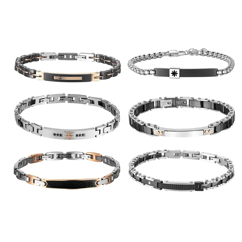 OEM Jewelry Factory Carbon Fiber Bracelet Homme Ceramic 316 Stainless Steel Bracelet Men