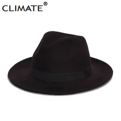 CLIMATE Women Jazz Fedora Cowboy Hat Ladies Jazz Hats for Woman Man Fedoras Cap Fashion Polyester Woolen Cap Hat Cowboy Fedora