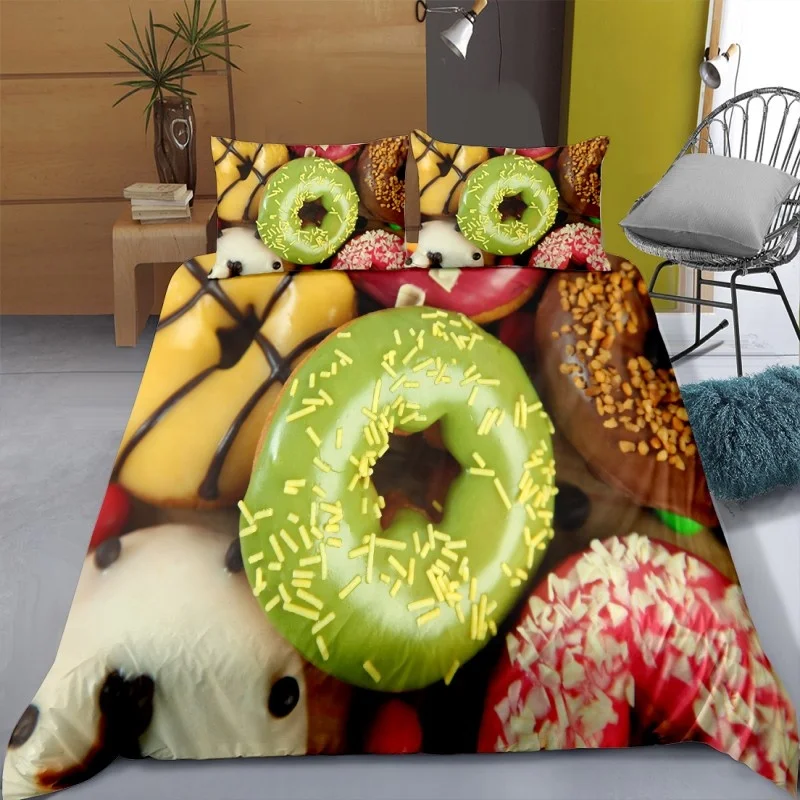 
Birthday cake 4 Pcs Bedsheets 100% Cotton Bedding Comforter Sets with pillowcase for home decor 