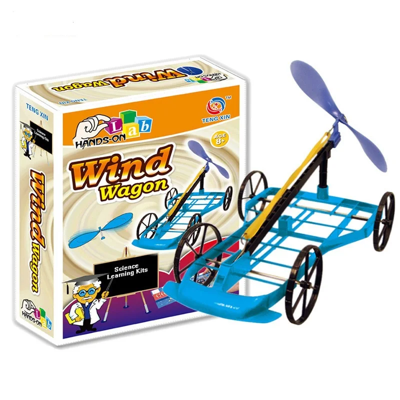 Children Diy educational Manual brain puzzle physics manual wind rubber band inertia toy car for Students in school TPT004