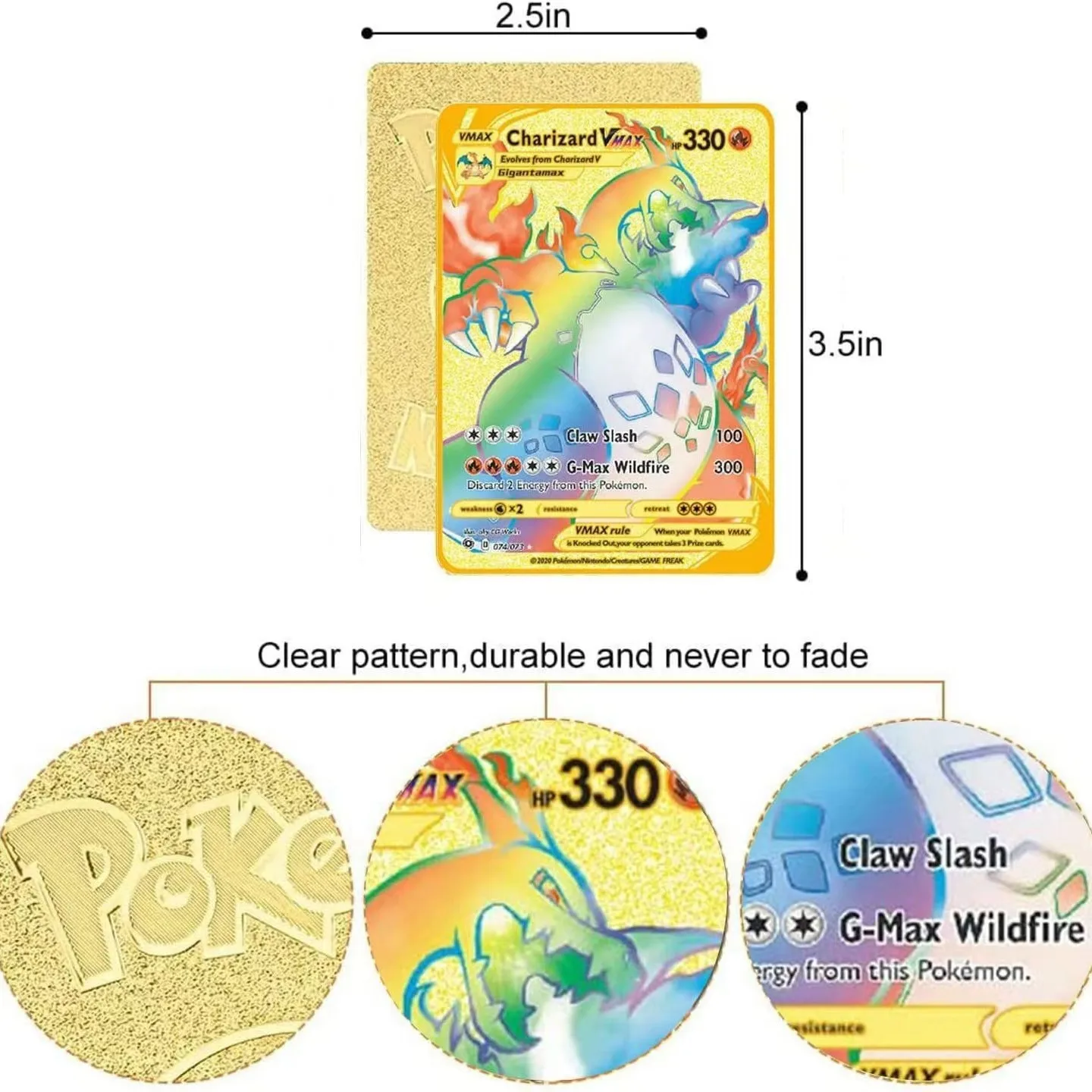 China Manufacturer Wholesale Cheap Gold Metal Poke mon cards charizard 1st edition card