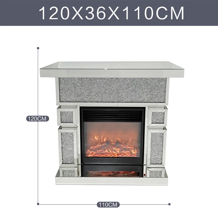 YGJS0087 wholesale Freestanding metal Mirror Fireplace  Electric Fireplace with Mantel Modern Quality Log Fuel Effect Indoor