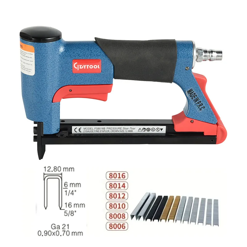 Professional Air Stapler Pneumatic Heavy Duty Staplers 6-16mm, 1/2' Fine Crown Stapler 380/16 420  8016B