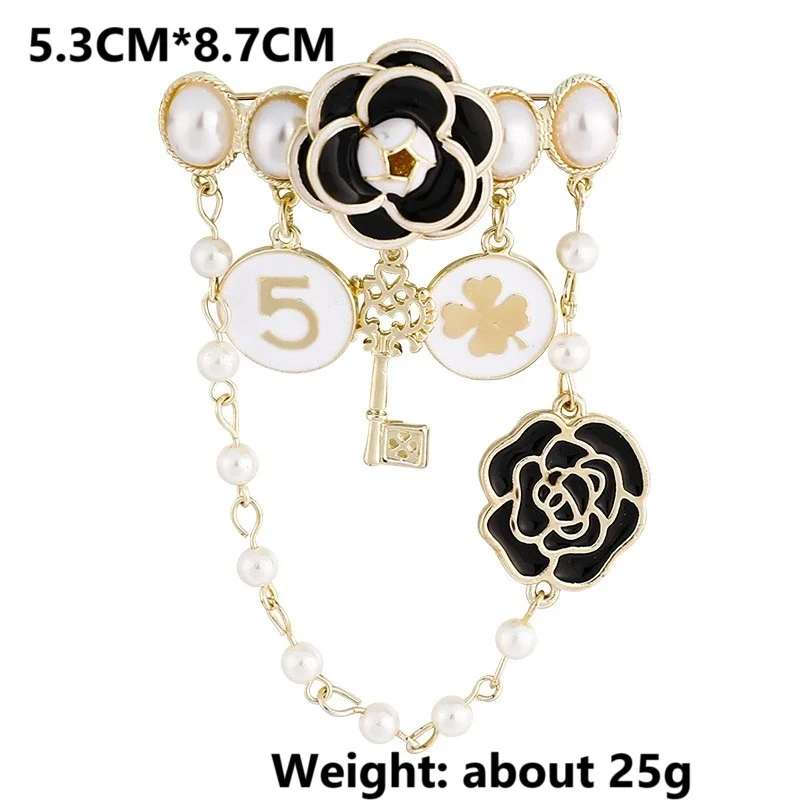 Vintage Fashion Accessories Camellia Brooch Pin Flower Brooch Elegant Camilla Flower Brooch With Chain