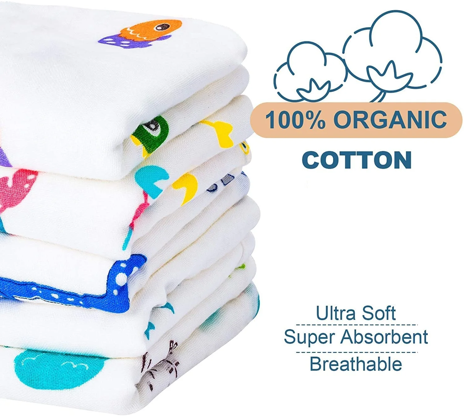 Muslin Face Cloth Handkerchief Organic Cotton Baby Towel Soft Saliva Bib Washcloth Newborn Gift