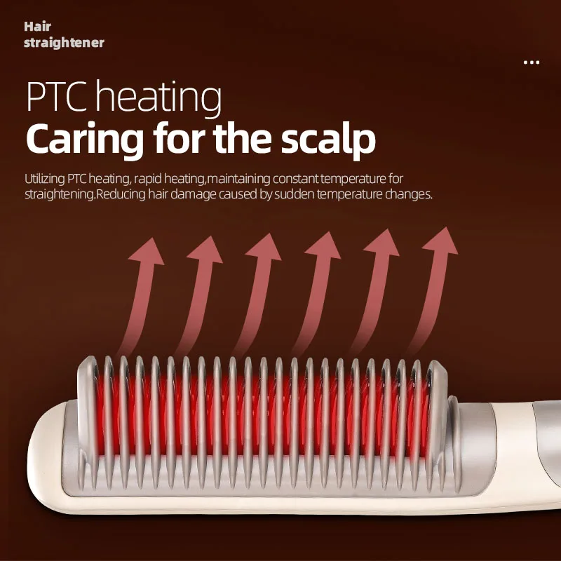 ionic hair straightener brush hair styling comb brush smooth straight hair PTC heating quickly