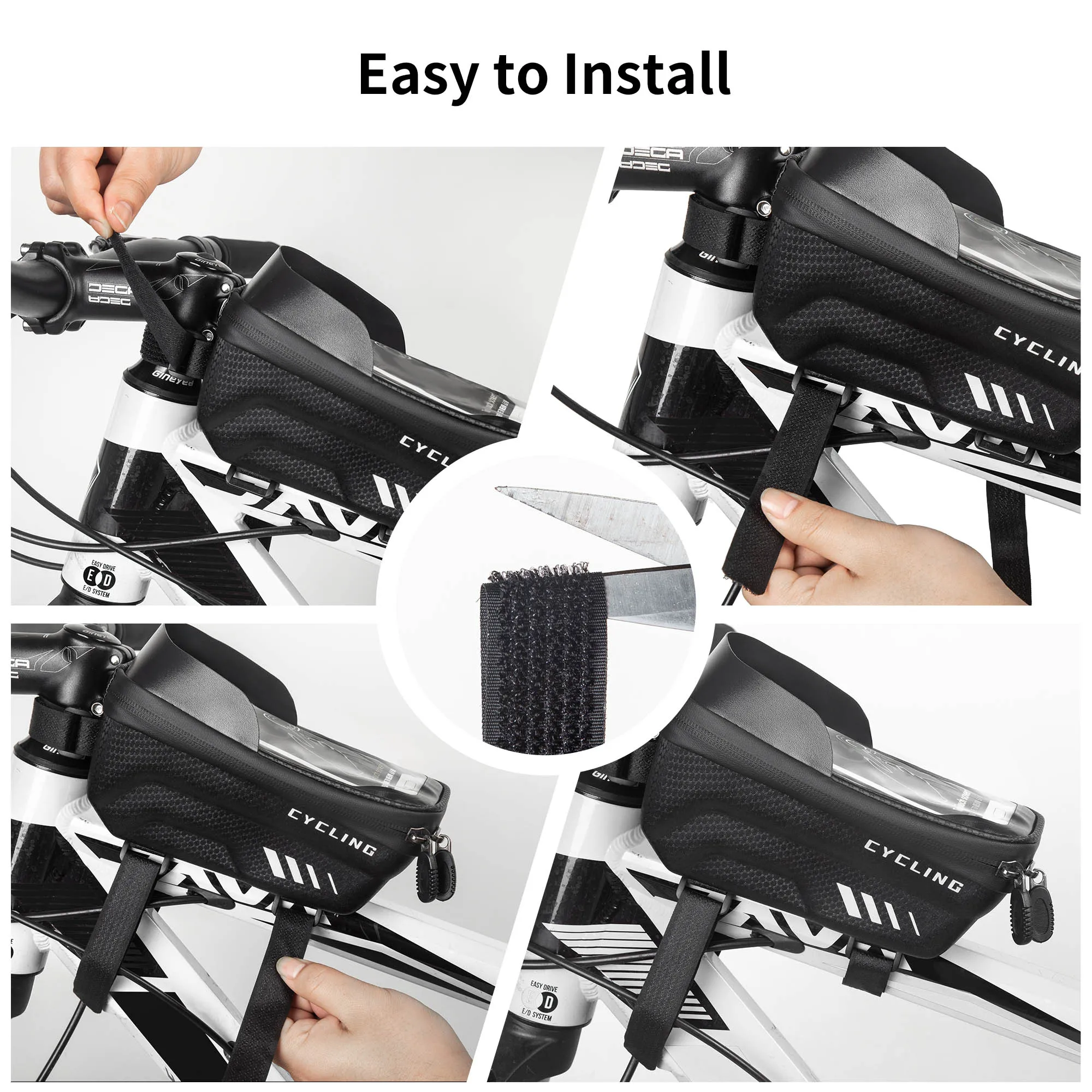 ASRQGOAL Hard Shell Front Frame Tube Bike Bag Rainproof MTB Shockproof Reflective Bag Multifunctional Large Capacity Bicycle Bag