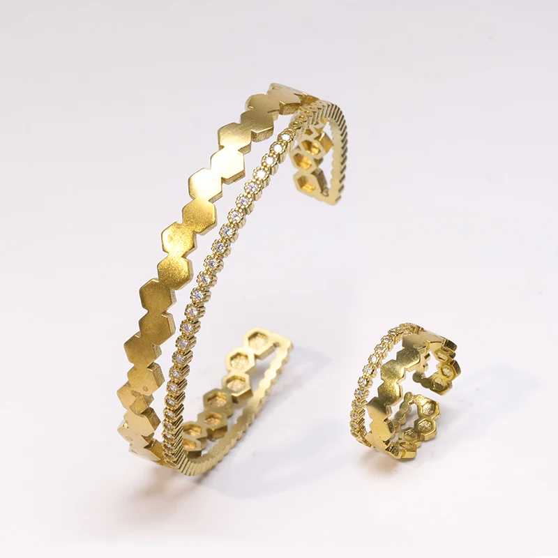 GSY Manufacturer OEM OED Brass Jewelry Handmade Bohemian Gifts Women Bangle And Rings Sets