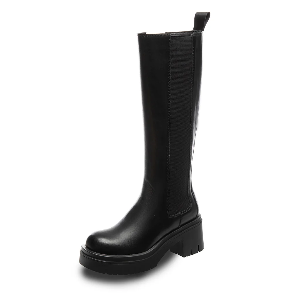 Оптовая продажа; Новинка 2021 года; Кожаные сапоги; Модные рыцарские сапоги на толстой подошве