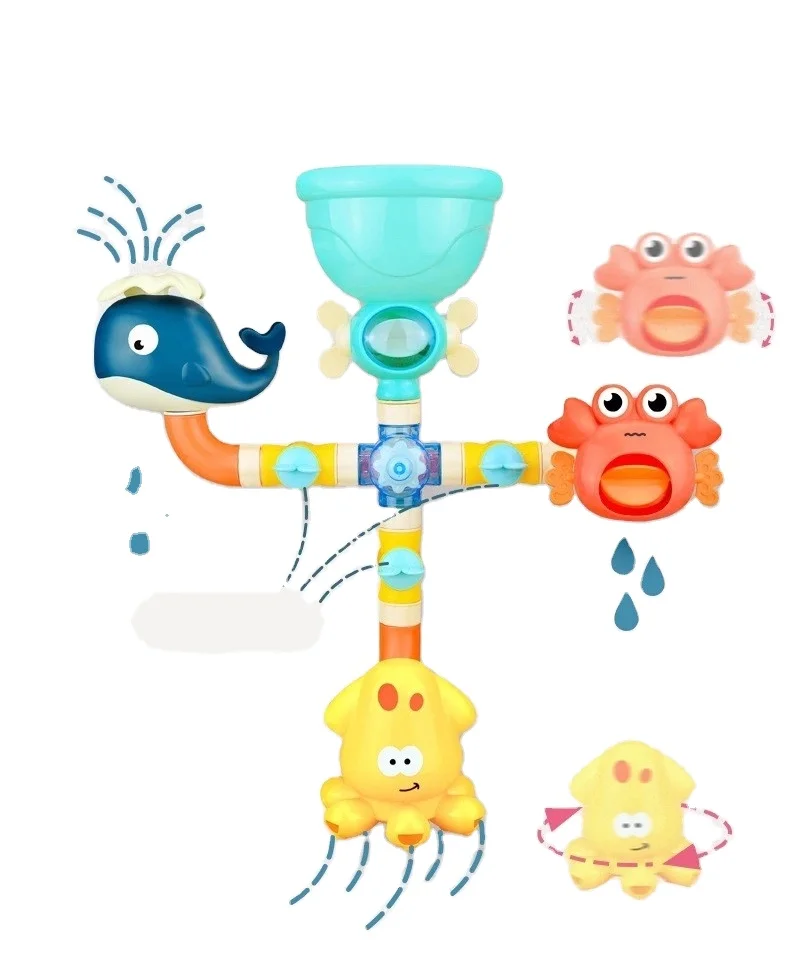 
2021 Bathroom Pipe Safe Water Game Small Toddler Children Kids Baby Bath Toy For Shower 