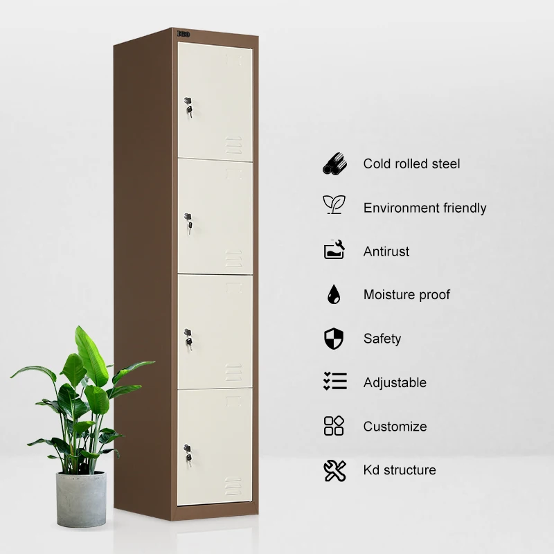 Hot Sale 4 Door Clothes Metal Lockers 4 Tiers Metal Storage Wardrobe