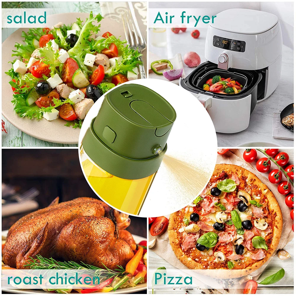 18.5OZ 550ML Glass Vinegar Dispenser versatile Plastic Olive Oil Spray Bottle For Kitchen Cooking