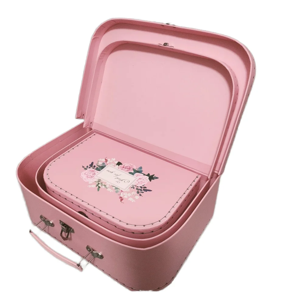 Recycled Corrugated Cardboard Suitcase Box Set for Flowers Clothes Underwear Socks Packaging Multi-Use Storage Wedding Occasions