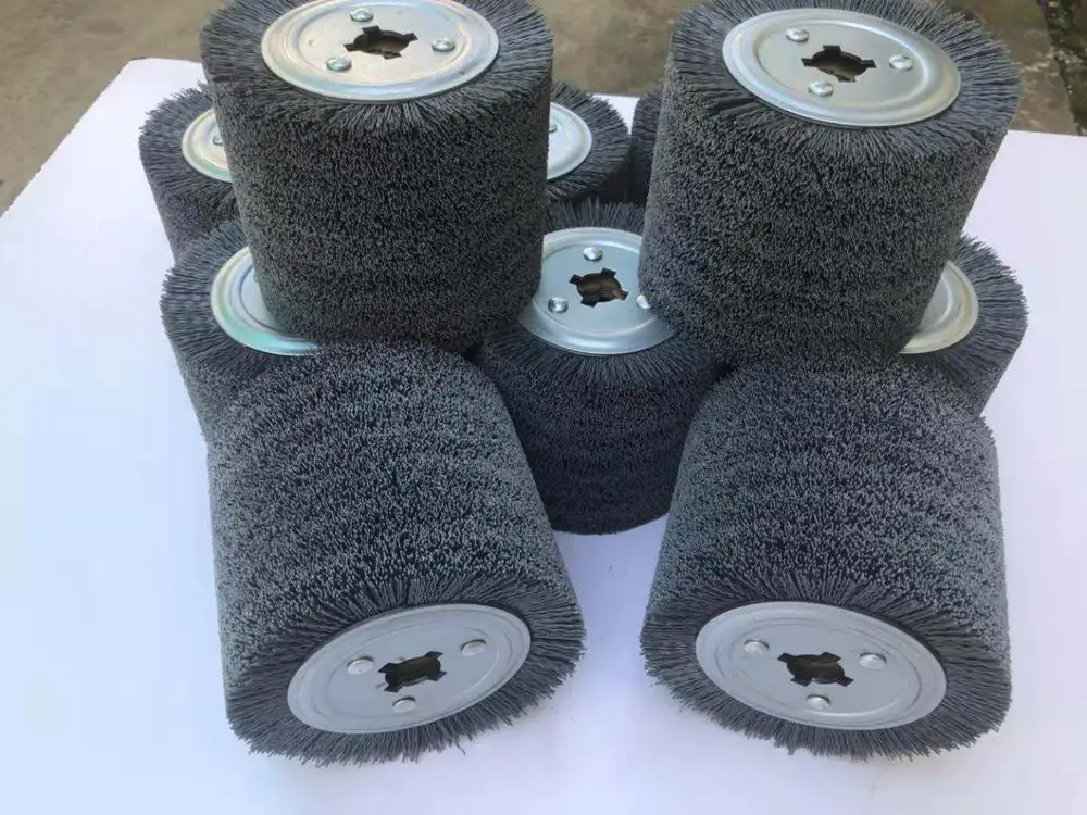 FMT Factory Direct Sale  Industrial Deburring Polishing Cleaning Cylinder Round abrasive nylon wire  brush for wood polishing