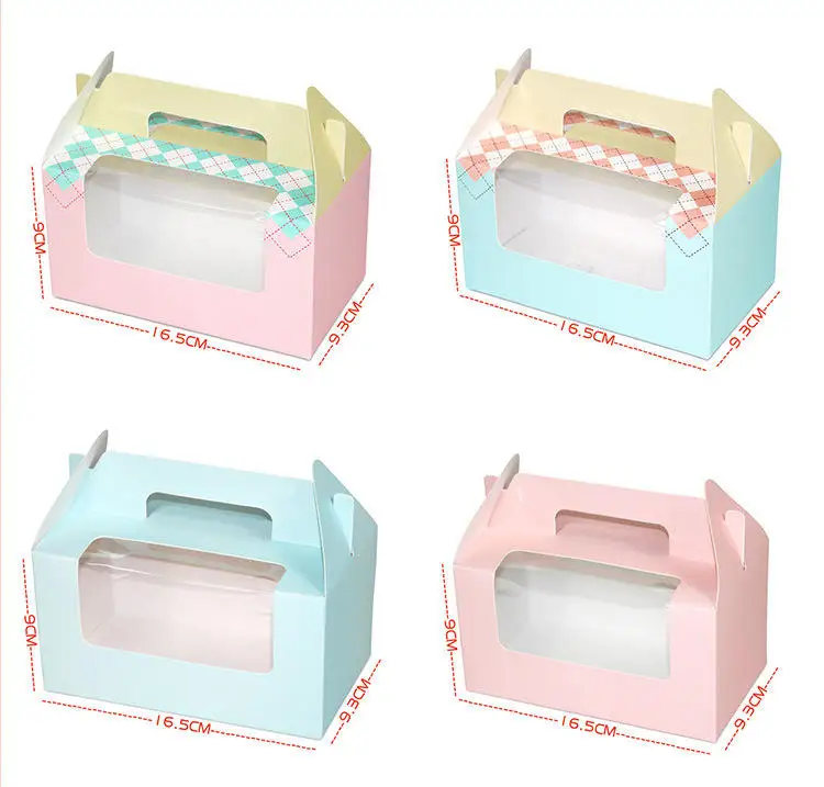 Custom wholesale customization paperboard mini clear transparent bento paper cup cake packaging boxes with clear window