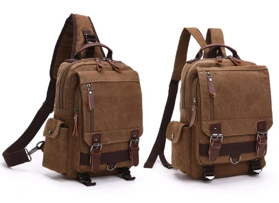 Fashion men women computer Interlayer waxed vintage travel backpack canvas bag