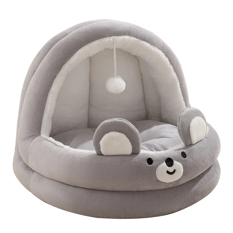 Cradle Cat Bed Comfortable Cat House Made of PP Cotton with Interactive Toys and Non-slip Bottom and Sense of Security for Pets