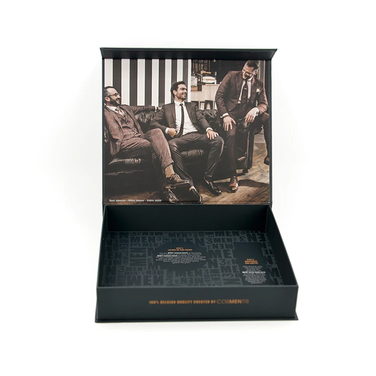 Custom Size Luxury Recyclable Black Cardboard Paper Hard Rigid Magnet Packaging Magnetic Gift Box with Magnetic Lid