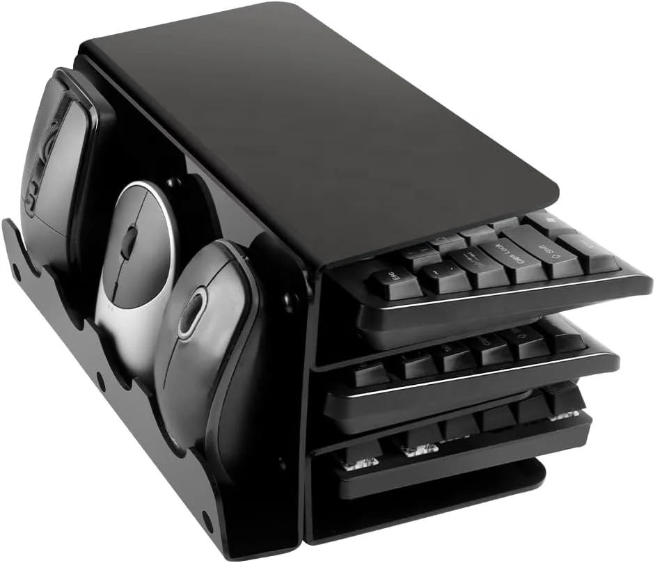 New Arrival Large Capacity 3-Tier Black Acrylic Gaming Keyboard Mouse Storage Holder Racks