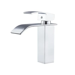 Single handle standing deck mounted hot and cold water bathroom basin mixer taps handwash waterfall basin faucet