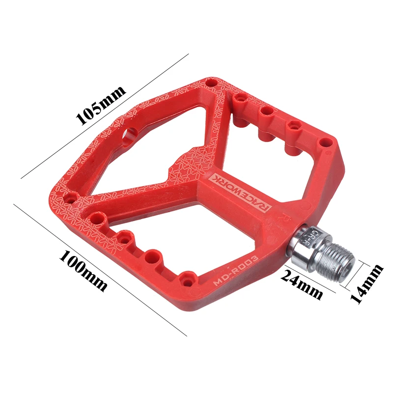 Spot Hot Sale RACEWORK MTB Bike Pedal Nylon DU+Sealed Bearing Ultralight Color Cycling Bicycle Pedals