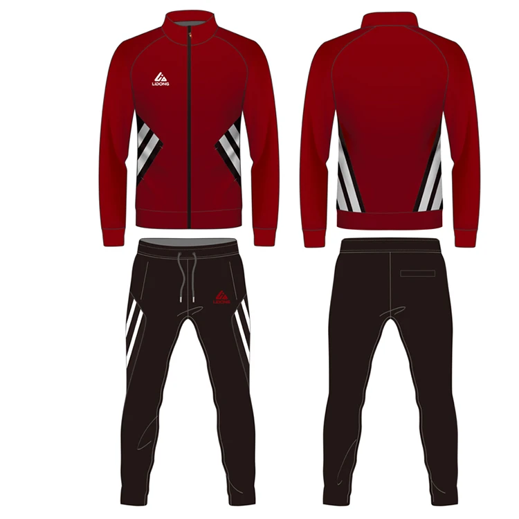 Factory made mens full zipper latest custom design sublimation printing fitness sports tracksuits set