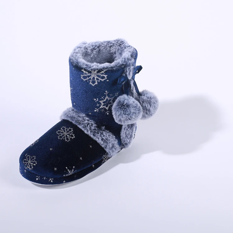 Ladies indoor faux fur slippers house shoes luxury women winter boots