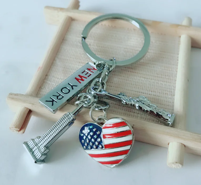 American Flag Souvenir Independence Day Keychain Statue of Liberty Keychain