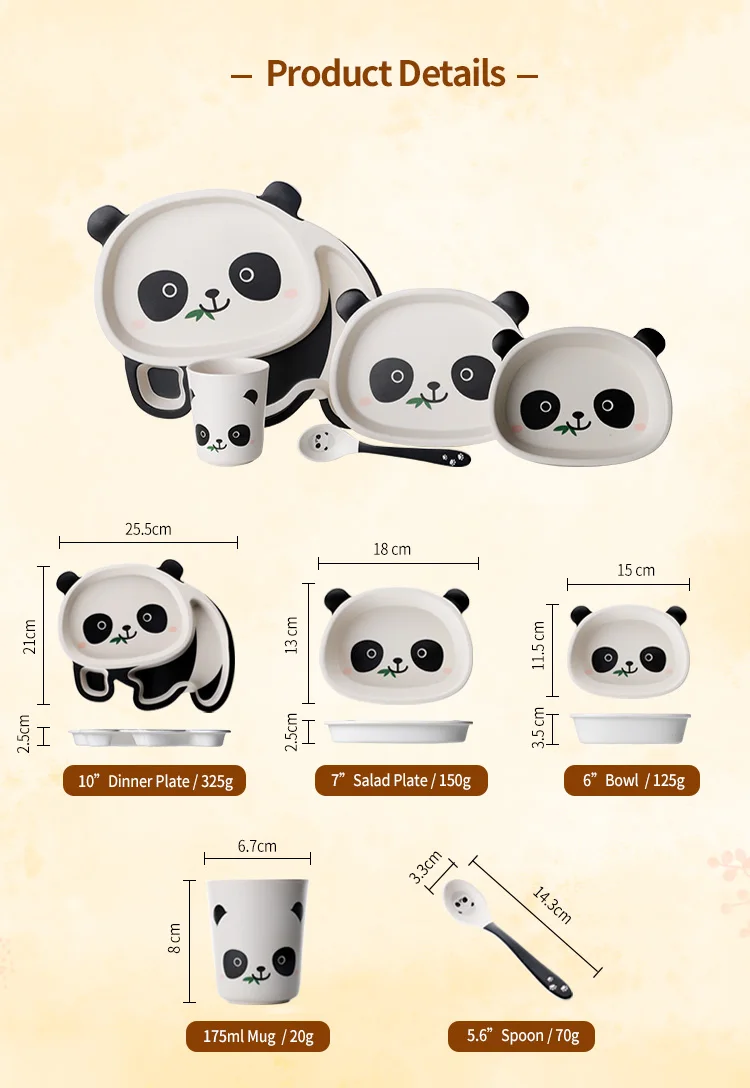 Hosen Two Eight Drop Shipping Customized Durable Bamboo Fiber Kid Tableware Sets Plastic Baby Cup+Plates+Fork+Spoon