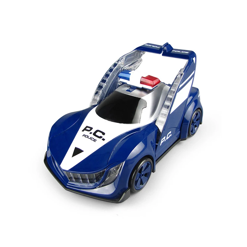 New electric rotating automatic deformation police car light music deformation flying car boy toy car