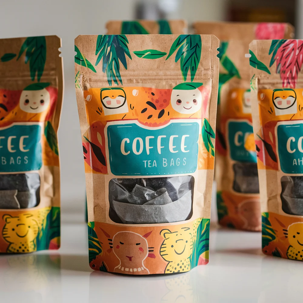 Personalized Resealable Stand Up Coffee Packaging 100g 150g 250g 500g 1kg Biodegradable Custom Coffee Bags with zipper