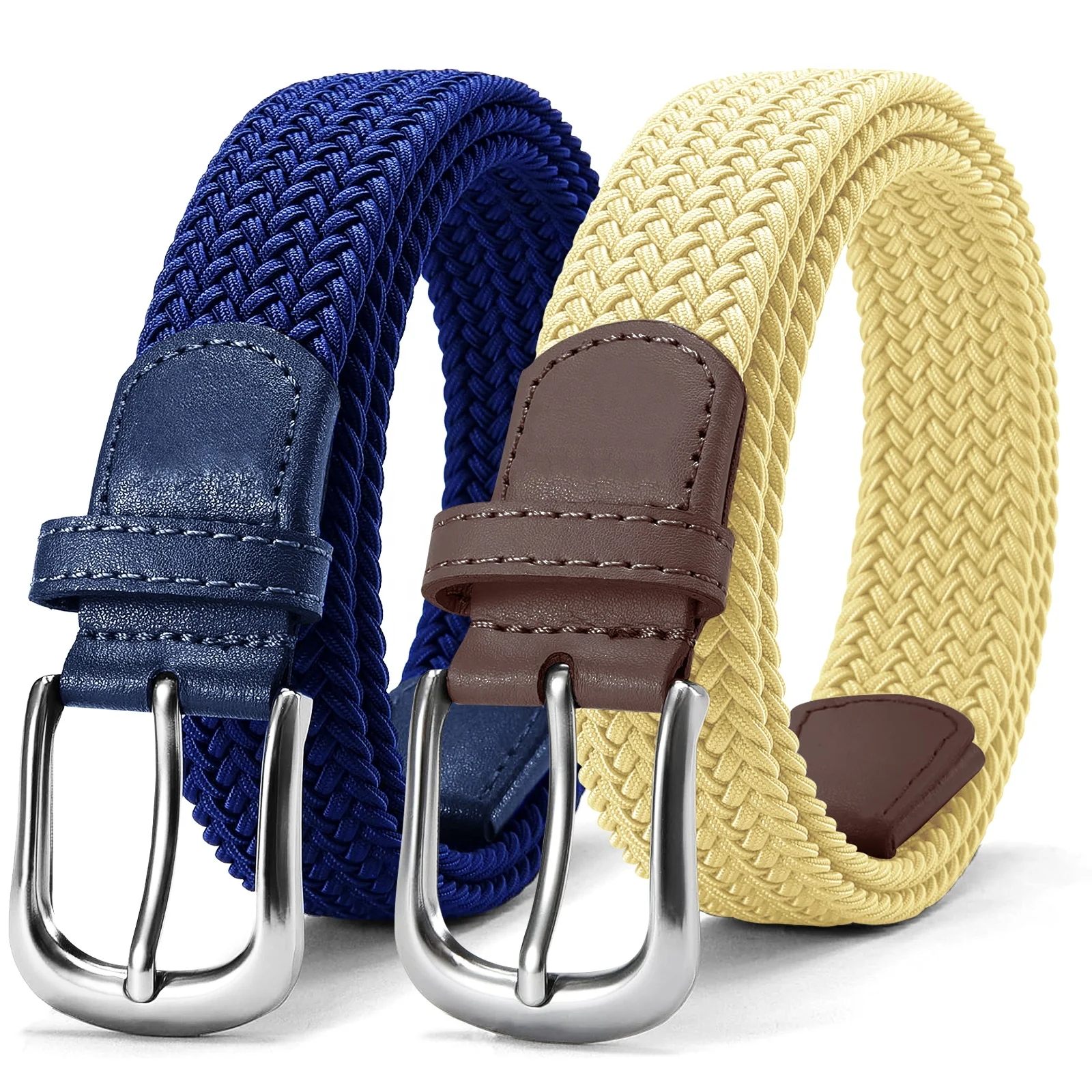 Factory Custom Logo Knitted Casual Canvas Fabric Woven Elastic Belt Multicolored For Boys Girls Braided Belt
